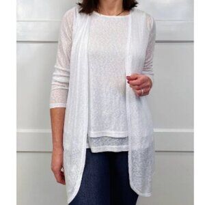 New Kim & Co. White Linen Look Long Sleeve Lightweight Cardigan Size XL bin 4H